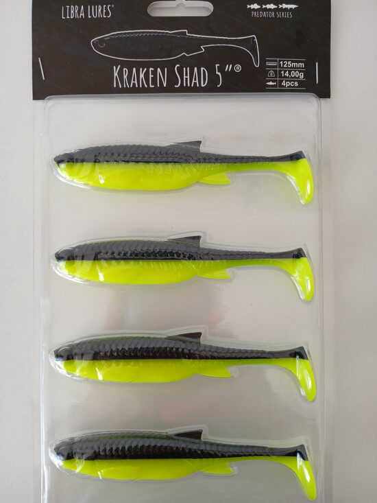 Kraken Shad 5"/125mm, 006-Hot Yellow, 15gr, 4pcs/pack